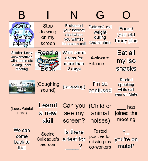 Work From Home Bingo Card