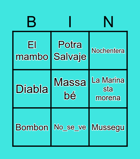 BINGO MUSICAL Bingo Card