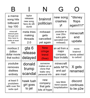 2025 bingo Card