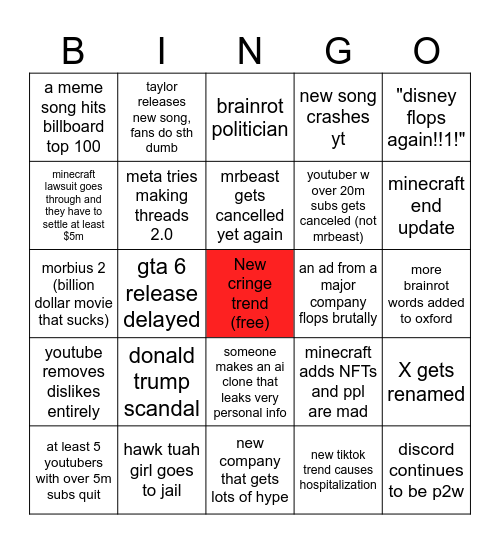 2025 bingo Card