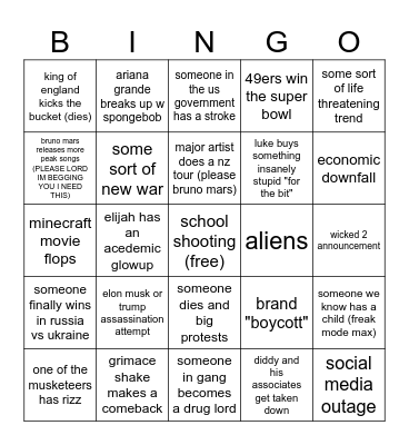 2025 bingo Card