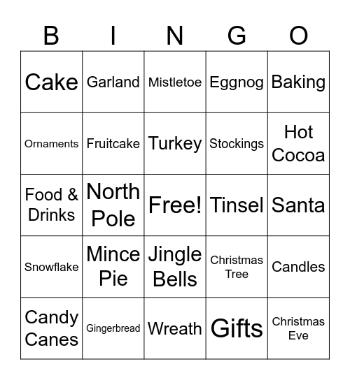 Christams bingo Card