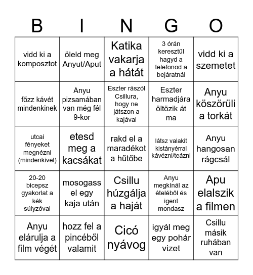 Laci Bingo Card