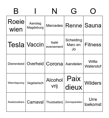 Kerst 2024 Bingo Card