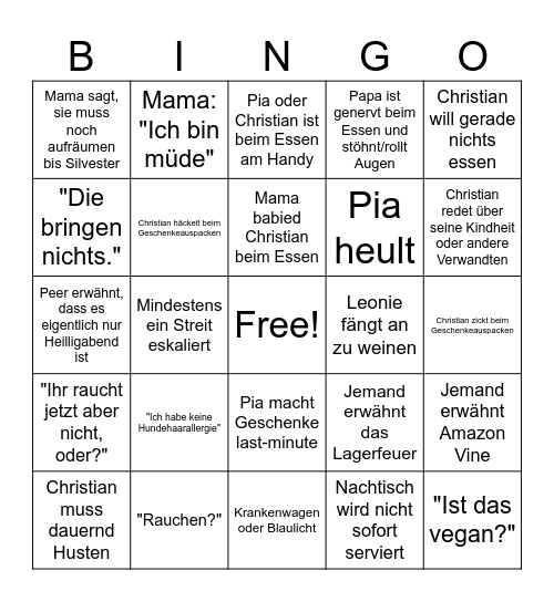 Weihnachtsbingo 2025 Bingo Card