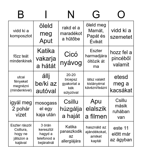 Anyu Bingo Card