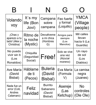 Bingo musical Bingo Card