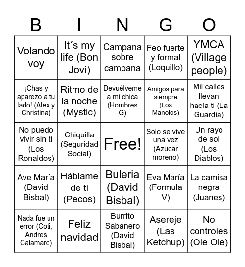 Bingo musical Bingo Card