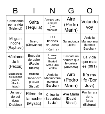 Bingo musical Bingo Card