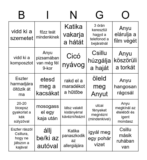 Apu Bingo Card