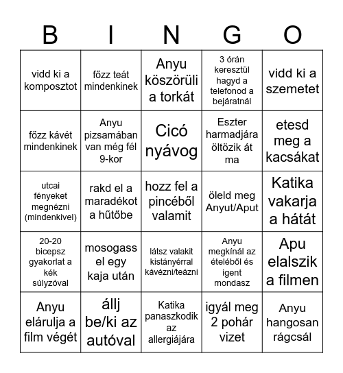 Csillu Bingo Card