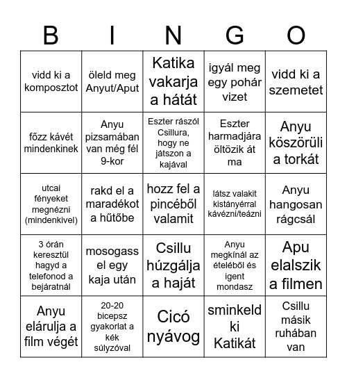 Laci Bingo Card