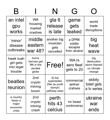 2025 bingo Card