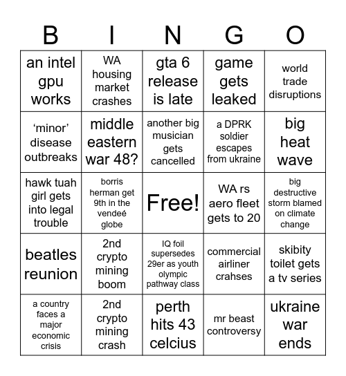 2025 bingo Card