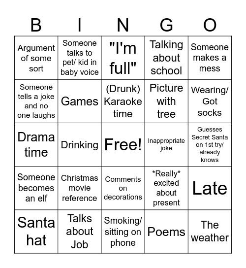 Christmas Bingo Card