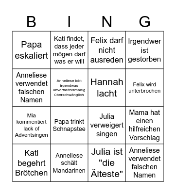 Xmas 2024 Bingo Card