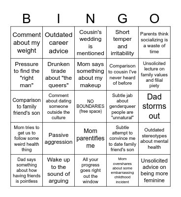 Problematic Holiday Bingo!!! Bingo Card