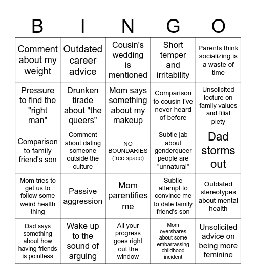 Problematic Holiday Bingo!!! Bingo Card
