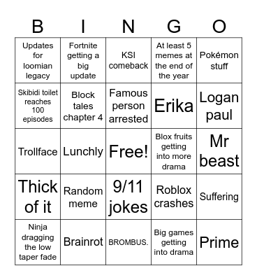 2025 bingo card Bingo Card