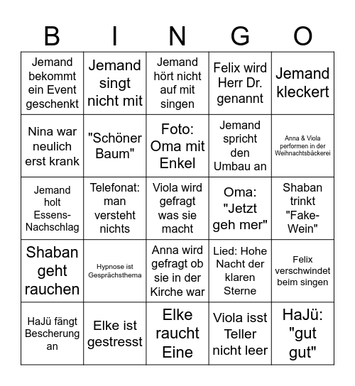 Weihnachtsbingo à la Haug Bingo Card