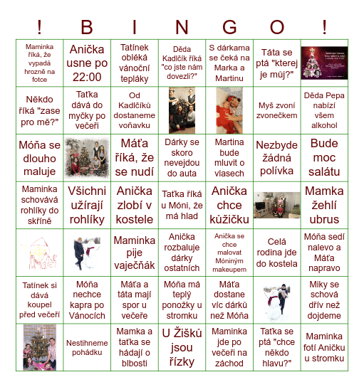 Vánoční BINGO Card