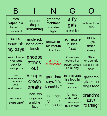 christmas 2025 Bingo Card