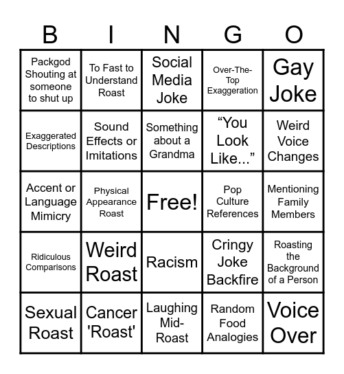 Packgod Bingo Card