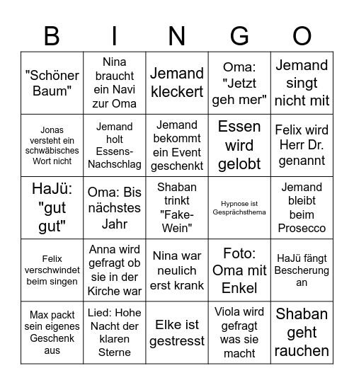 Weihnachtsbingo à la Haug Bingo Card