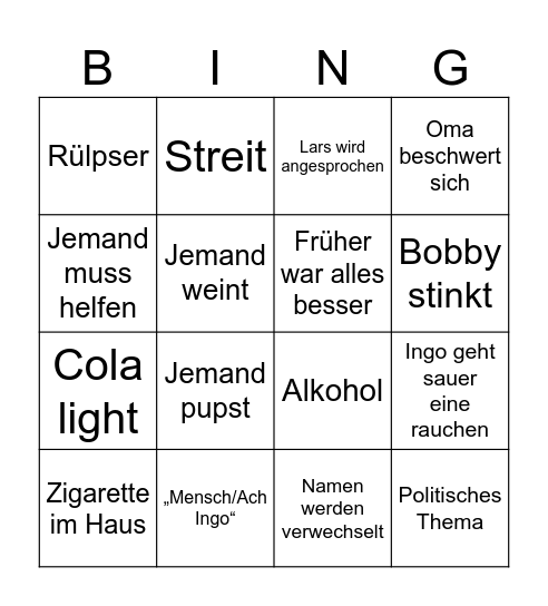 Whynachten Bingo Card