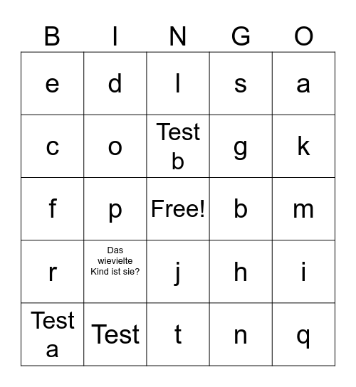 60er Bingo Card