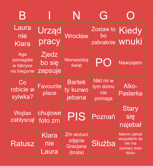 Pleszewskie świąteczne Bingo Card