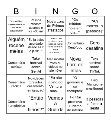 Natal 2024 Bingo Card