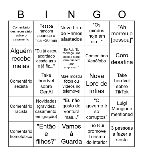 Natal 2024 Bingo Card