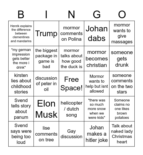 Christmas Bingo Card