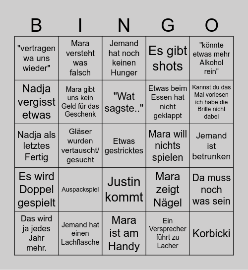 8 Bingo Card