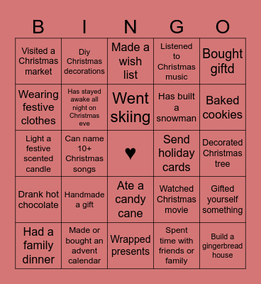 Christmas bingo Card