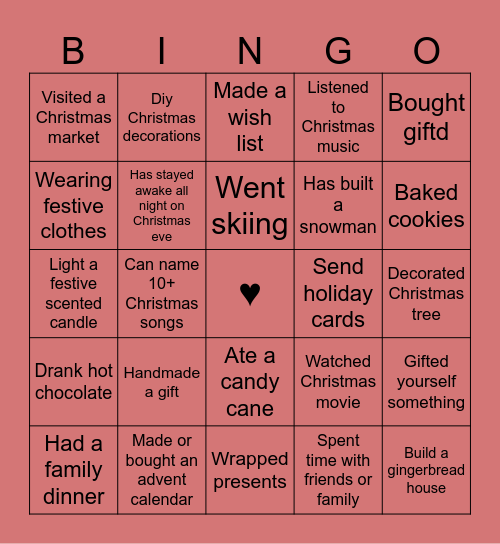 Christmas bingo Card