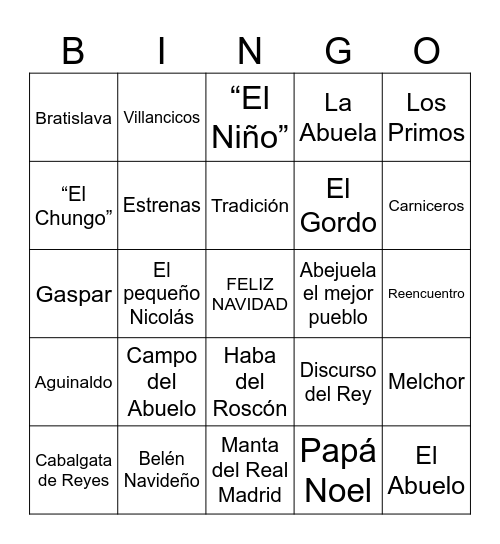 Bingo Familia Martínez Bingo Card