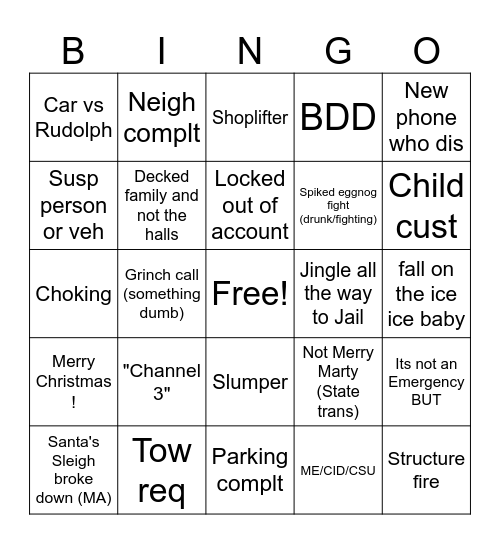 Christmas Bingo Card