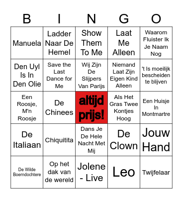 LEO's GROTE BINGO SHOW Bingo Card