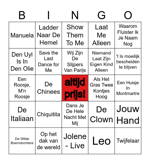 LEO's GROTE BINGO SHOW Bingo Card