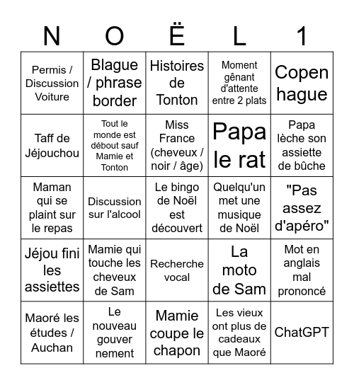 Bingo de Noël 2024 Bingo Card