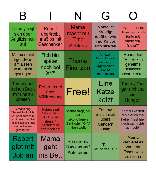 Weihnachten Bingo Card