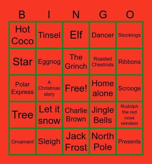 Holiday BINGO Card