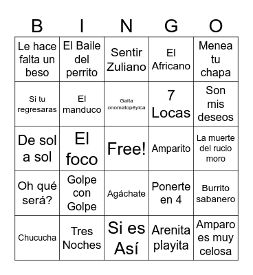 Bingo Musical Bingo Card