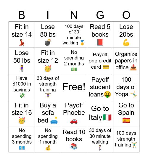 Jen’s 2025 Bingo Card