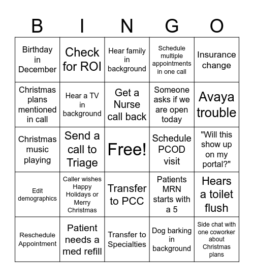 Christmas Bingo Card