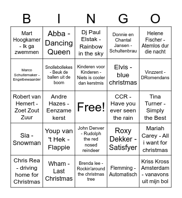 Kerstbingo Zonnehof 7 Bingo Card