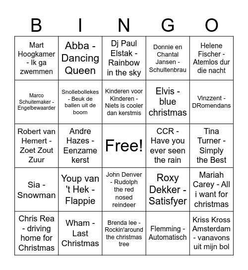 Kerstbingo Zonnehof 7 Bingo Card