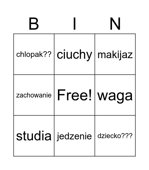 swieta Bingo Card